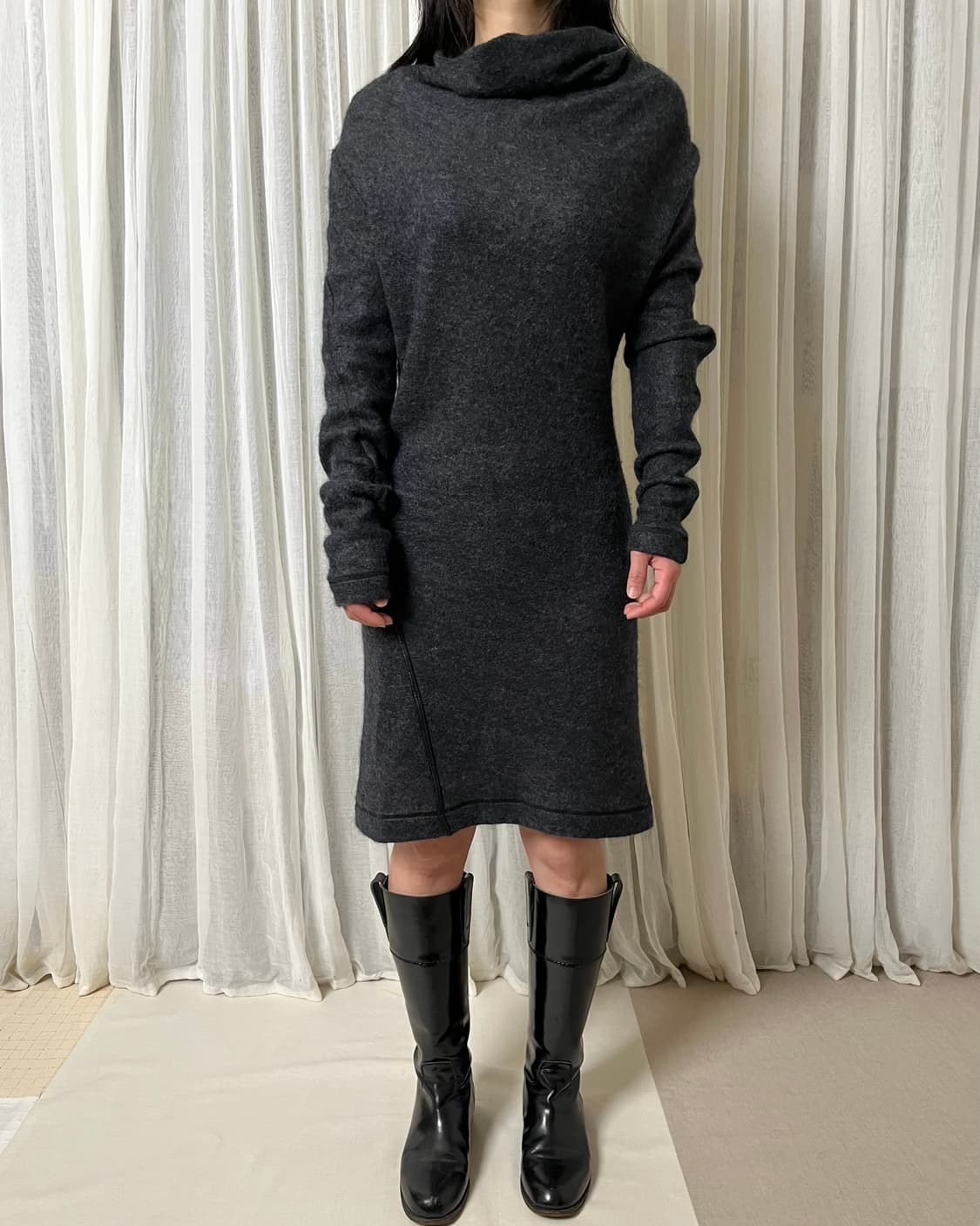 헬무트랭 하이넥 모헤어 비대칭 원피스 helmut lang 드레스 상품이미지1