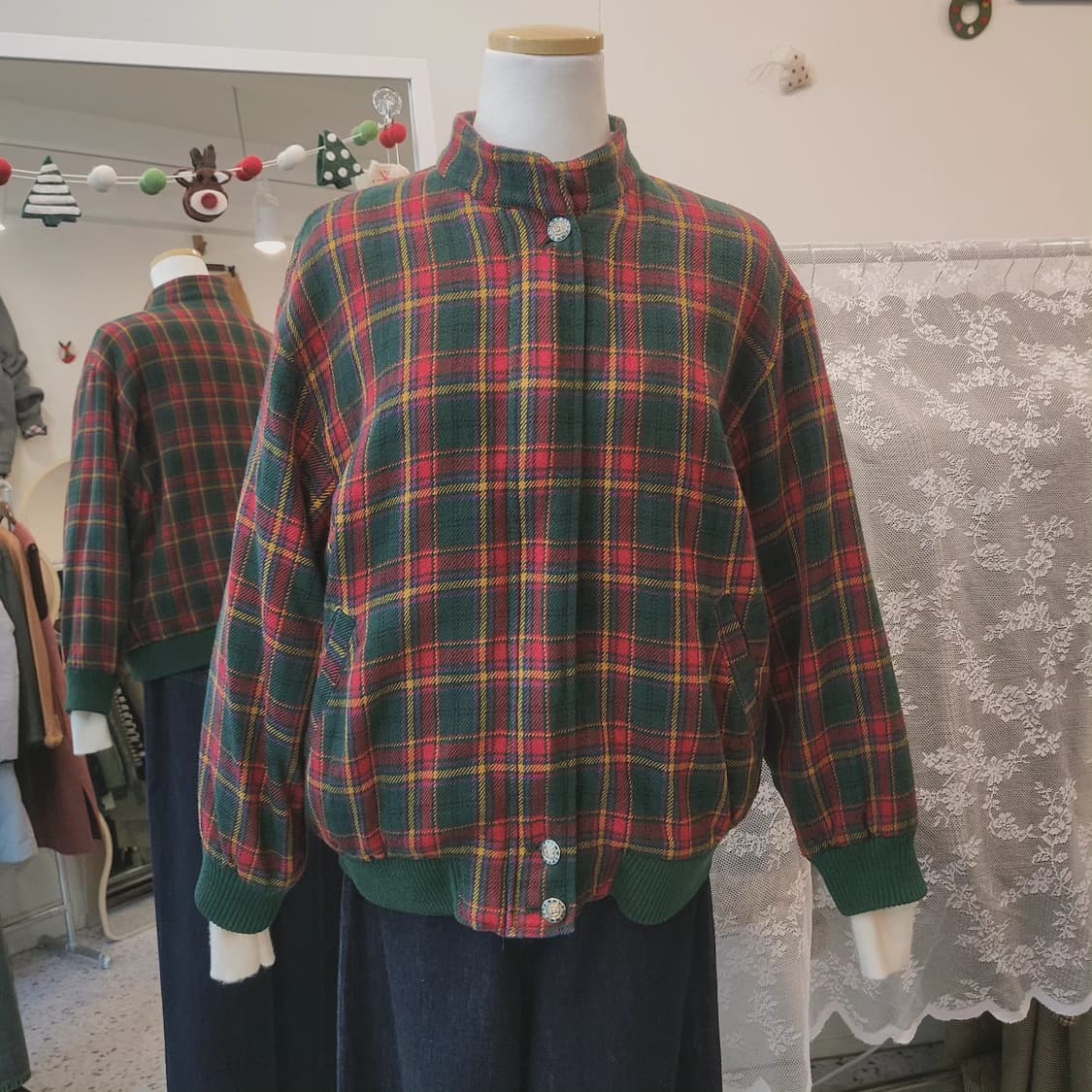 Grace 체크 모직 봄버자켓 여자 free 상품이미지9