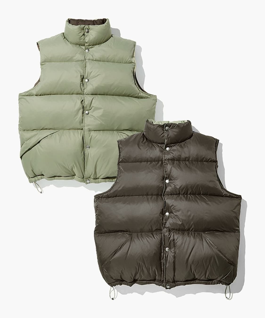 아웃스탠딩 리버서블 패딩조끼 다운 베스트 카키/브라운 L사이즈 상품이미지1