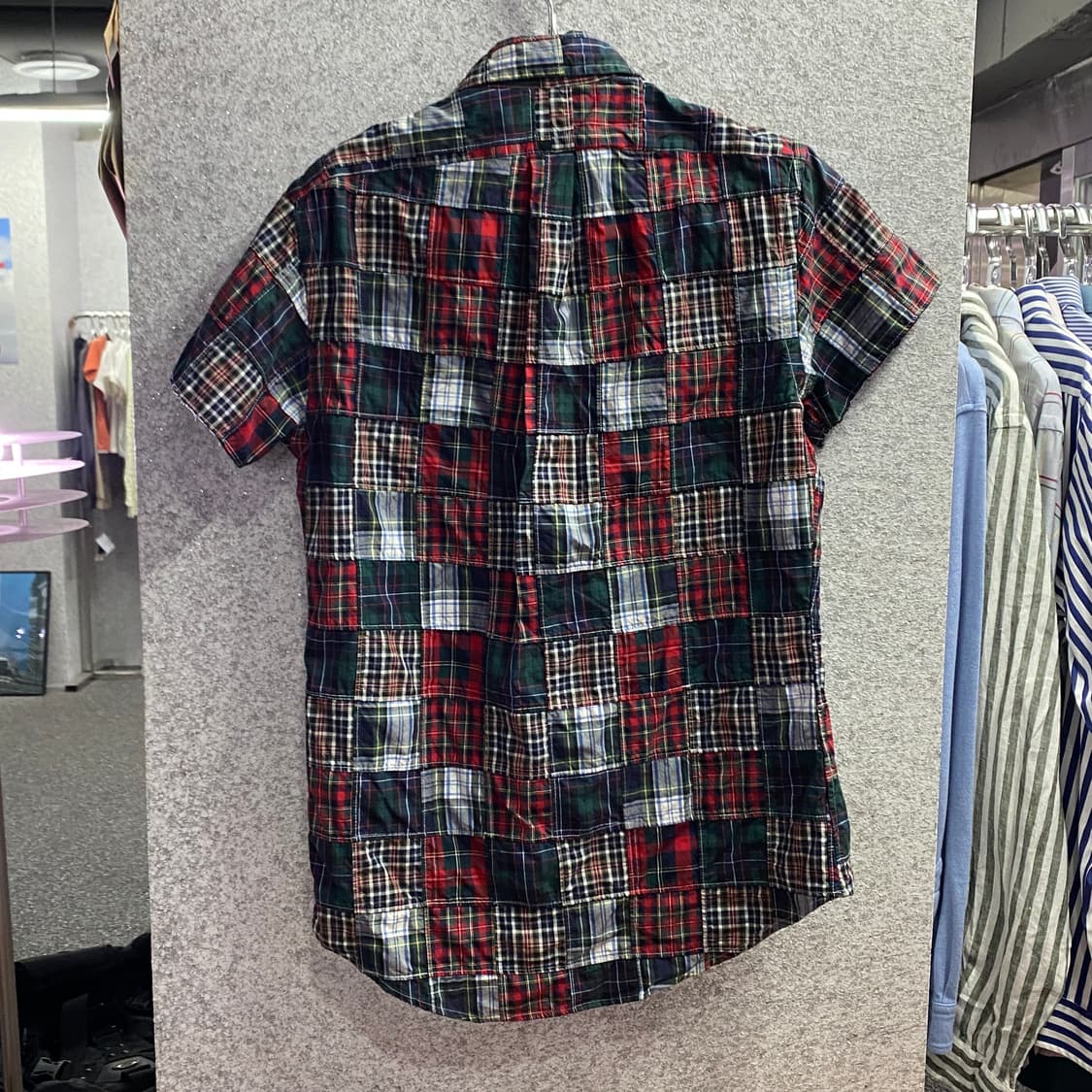 폴로 랄프로렌 체크 패치워크 커스텀핏 반팔셔츠 B4414 상품이미지4