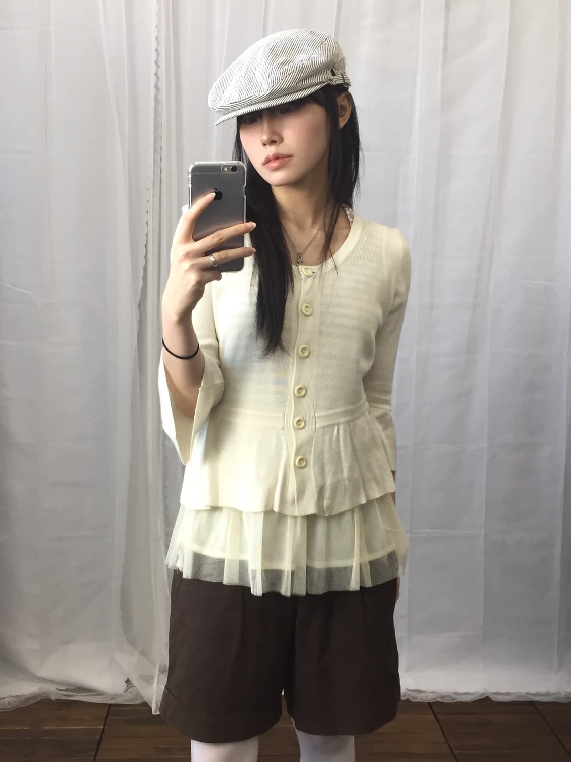 Jpn Cream Peplum Knit Cardigan 상품이미지2