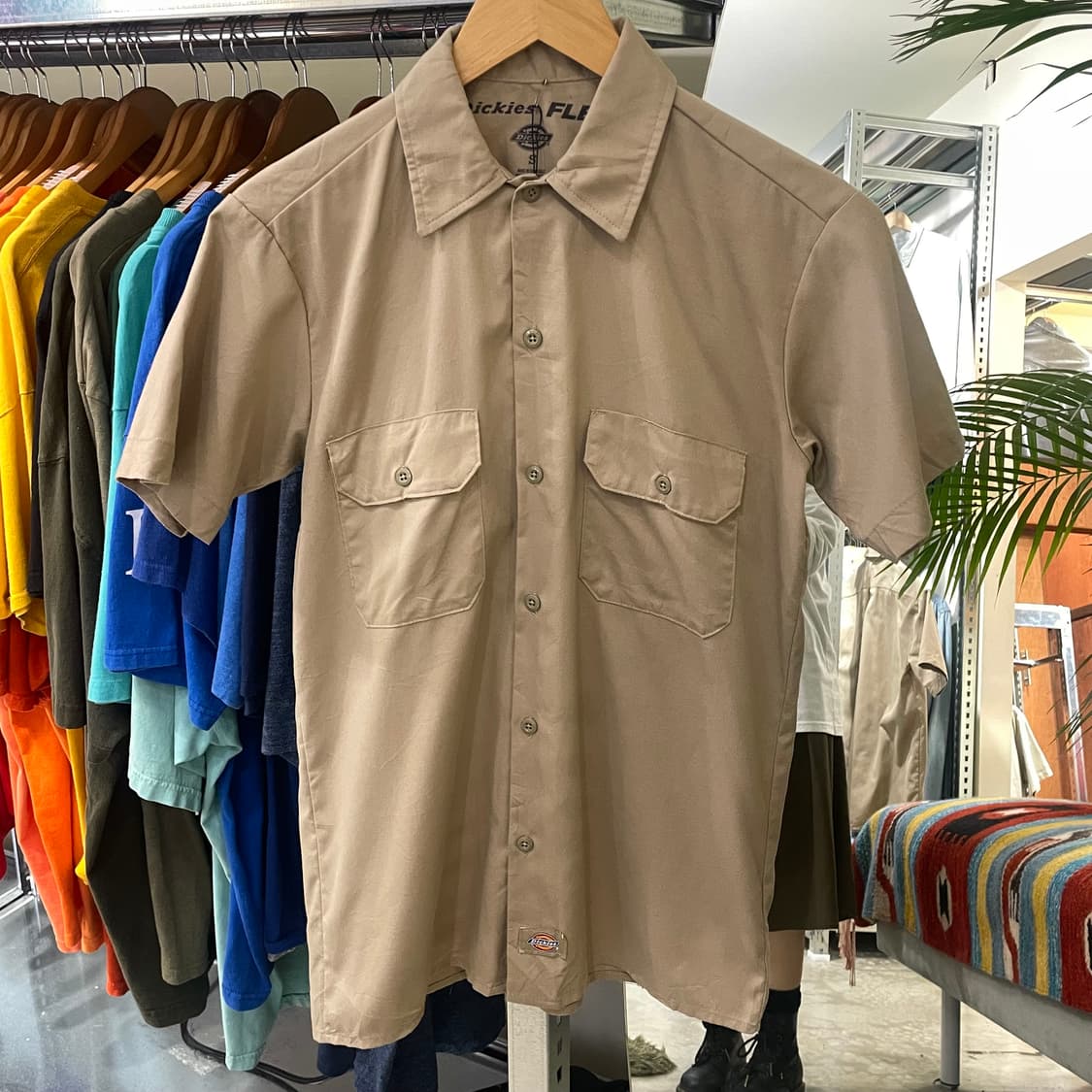 (S) Dickies 디키즈 반팔 워크 셔츠 베이지 상품이미지2