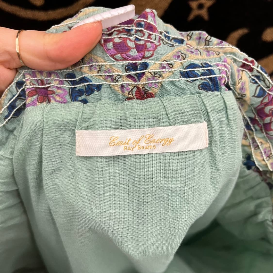 빈티지 레트로 90'S 잔꽃 민트코어 셔링 플레어 롱스커트 K0070 상품이미지5