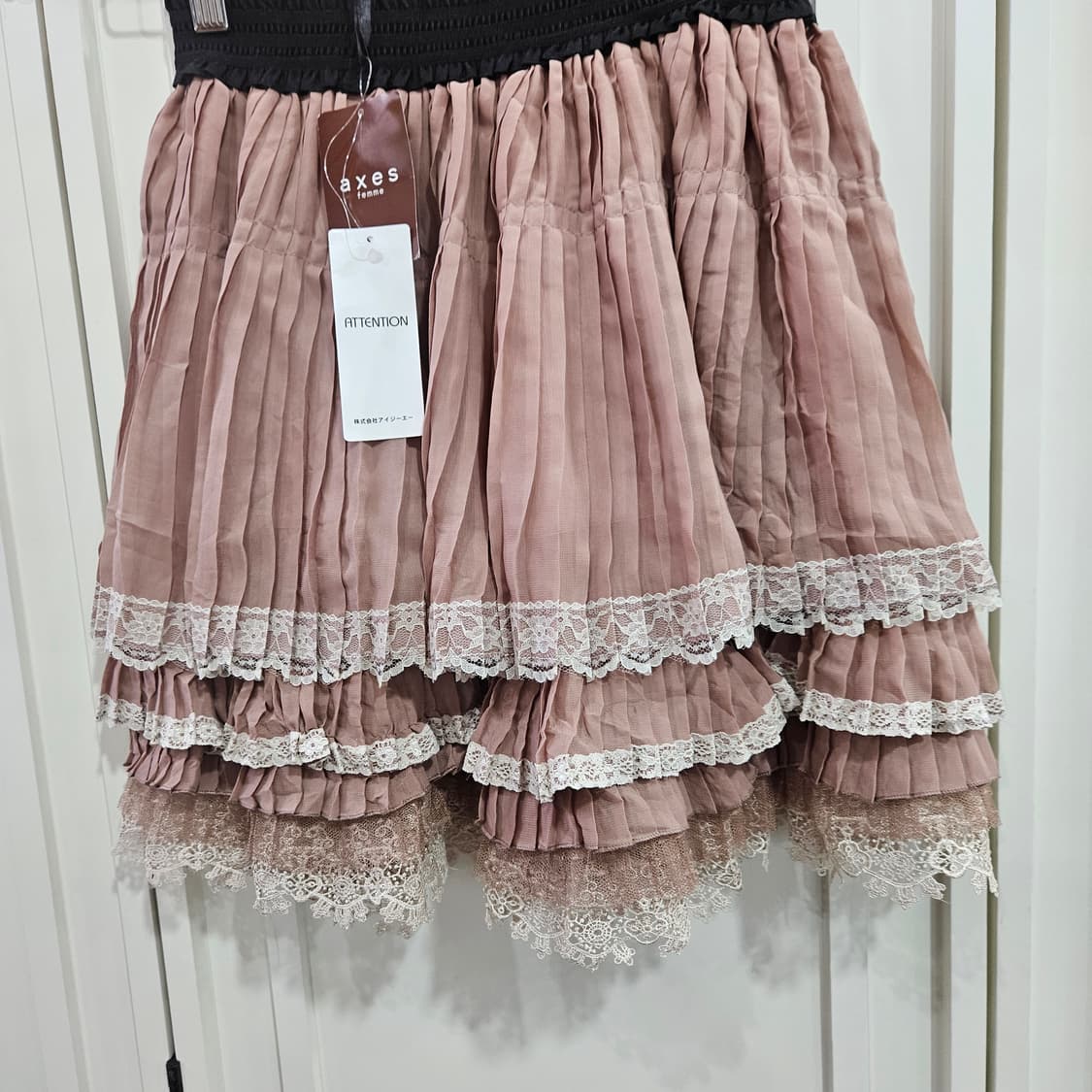 엑시즈팜(axes femme) 앤틱 로즈 플리츠 레이스 스커트 상품이미지5