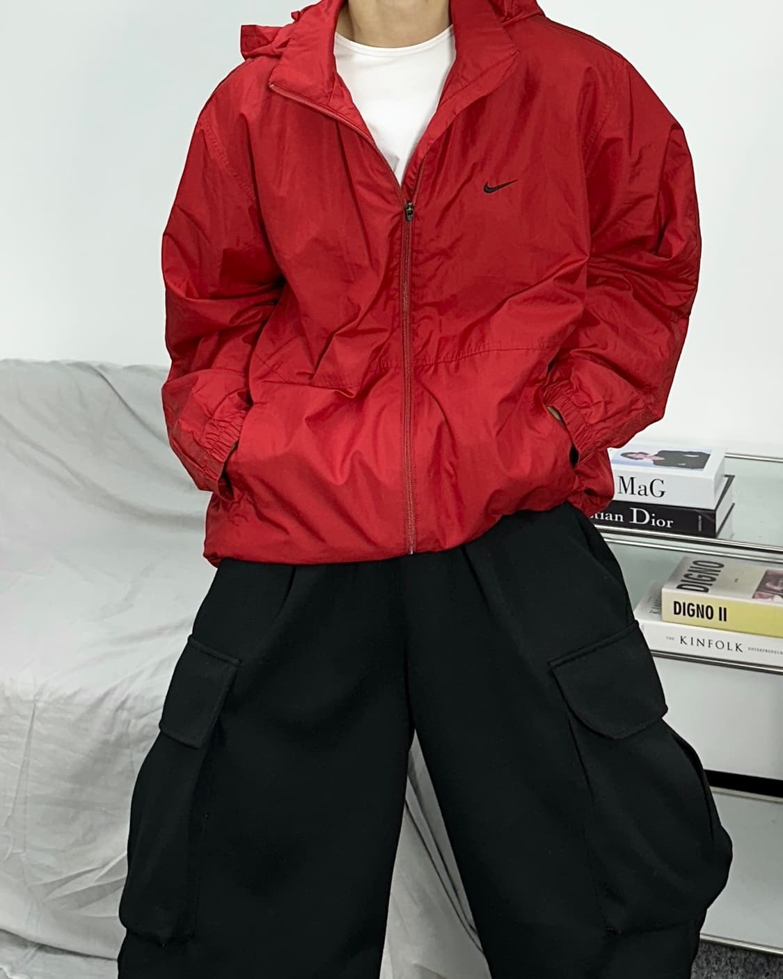 나이키 90s 레드 기모 바람막이 점퍼 L 상품이미지3