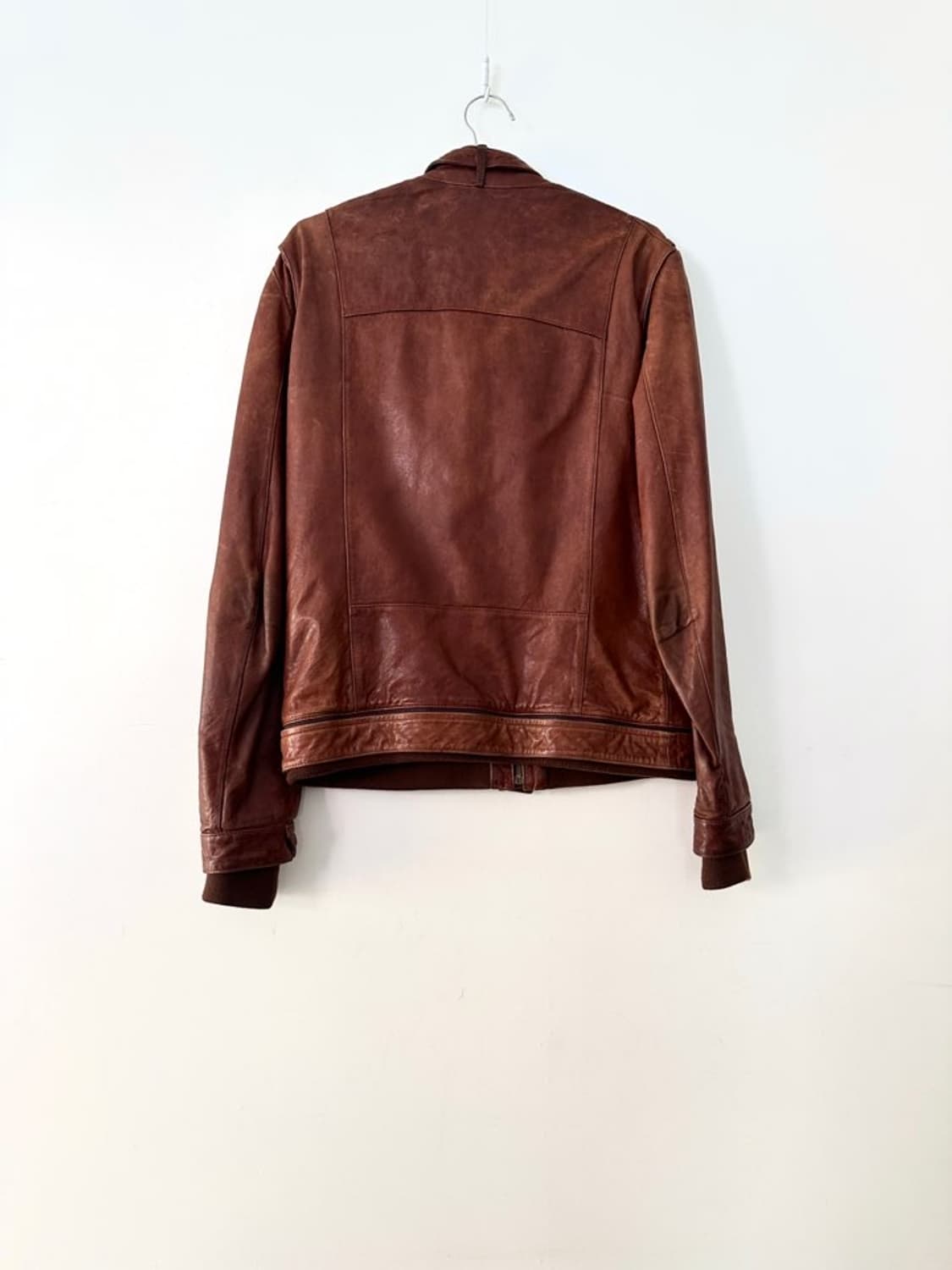 Loose sheepskin leather jacket / orange  상품이미지9