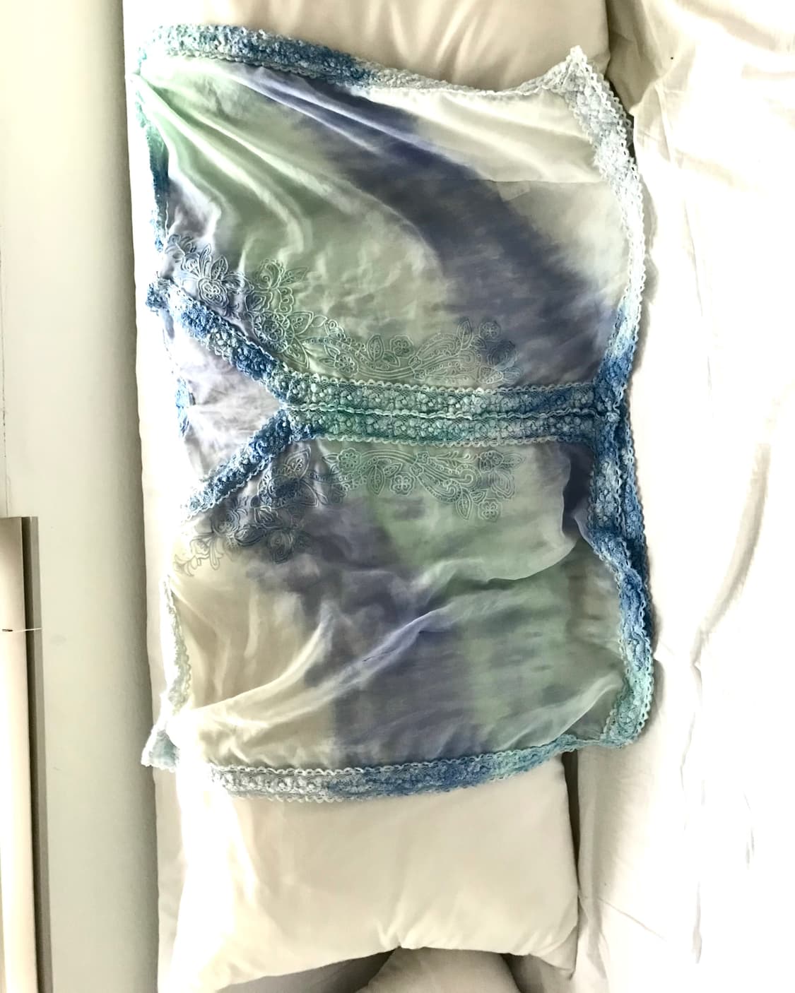 Blue tie-dye bohemian lace box blouse 상품이미지4