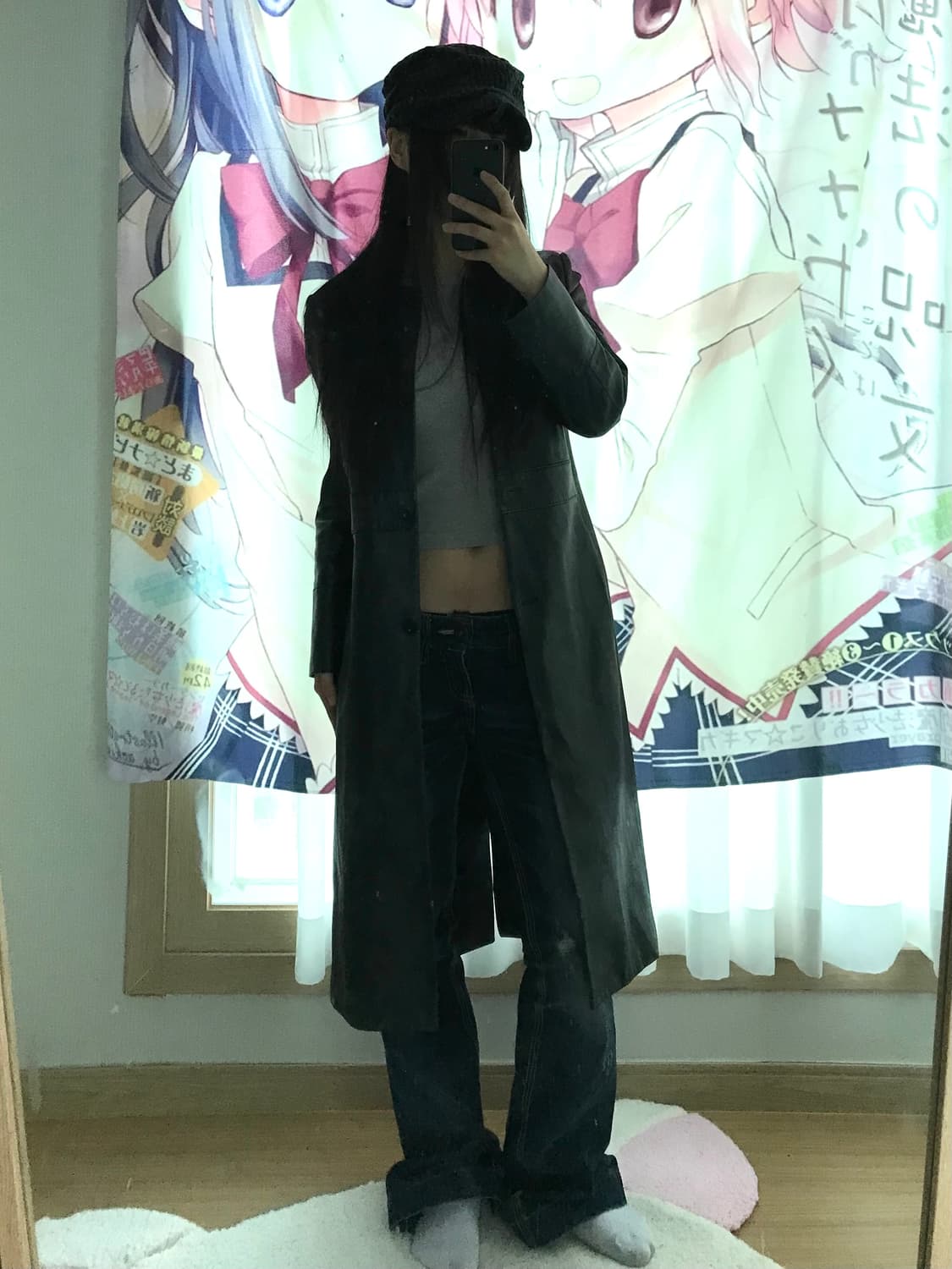 레더 슬림핏 롱코트 상품이미지3