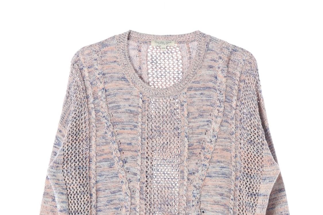 써스데이아일랜드 빈티지 믹스 컬러 펀칭 크로쉐 니트 M 상품이미지3