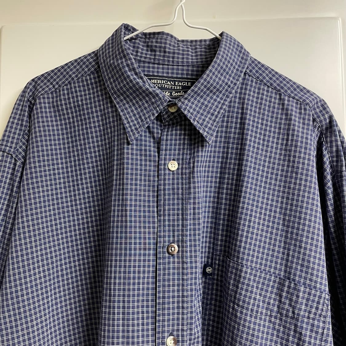 아메리칸 이글 네이비 체크 셔츠 상품이미지3