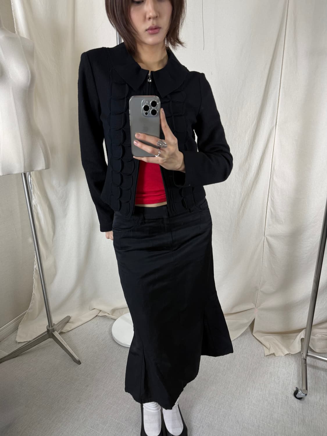 Artisan Contre 블랙 미디스커트 상품이미지1