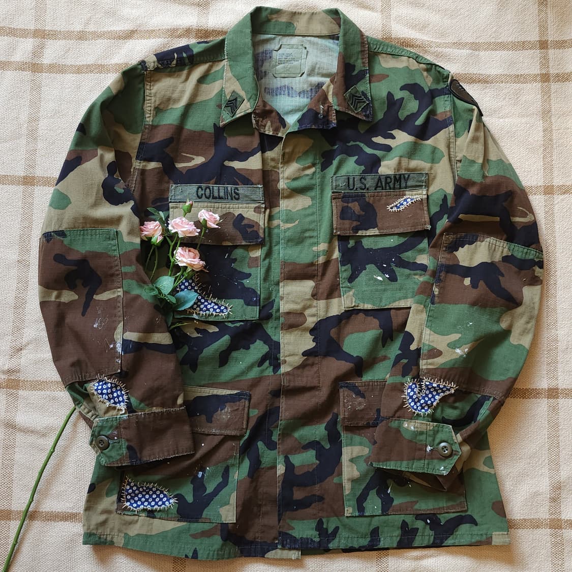 90s 미군 카모 셔츠자켓 BDU 미디움 레귤러 커스텀 상품이미지1
