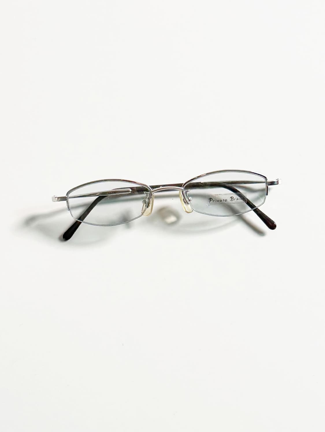 90s PRIVATE BRAND 실버 반무테 스퀘어 빈티지 안경 상품이미지2