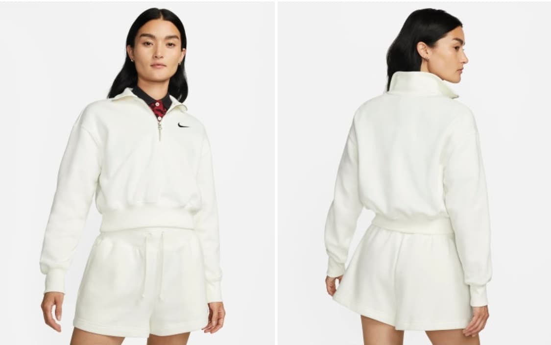 나이키 NSW 피닉스 플리스 하프집업 크롭 기모맨투맨 크림 (M) 상품이미지6