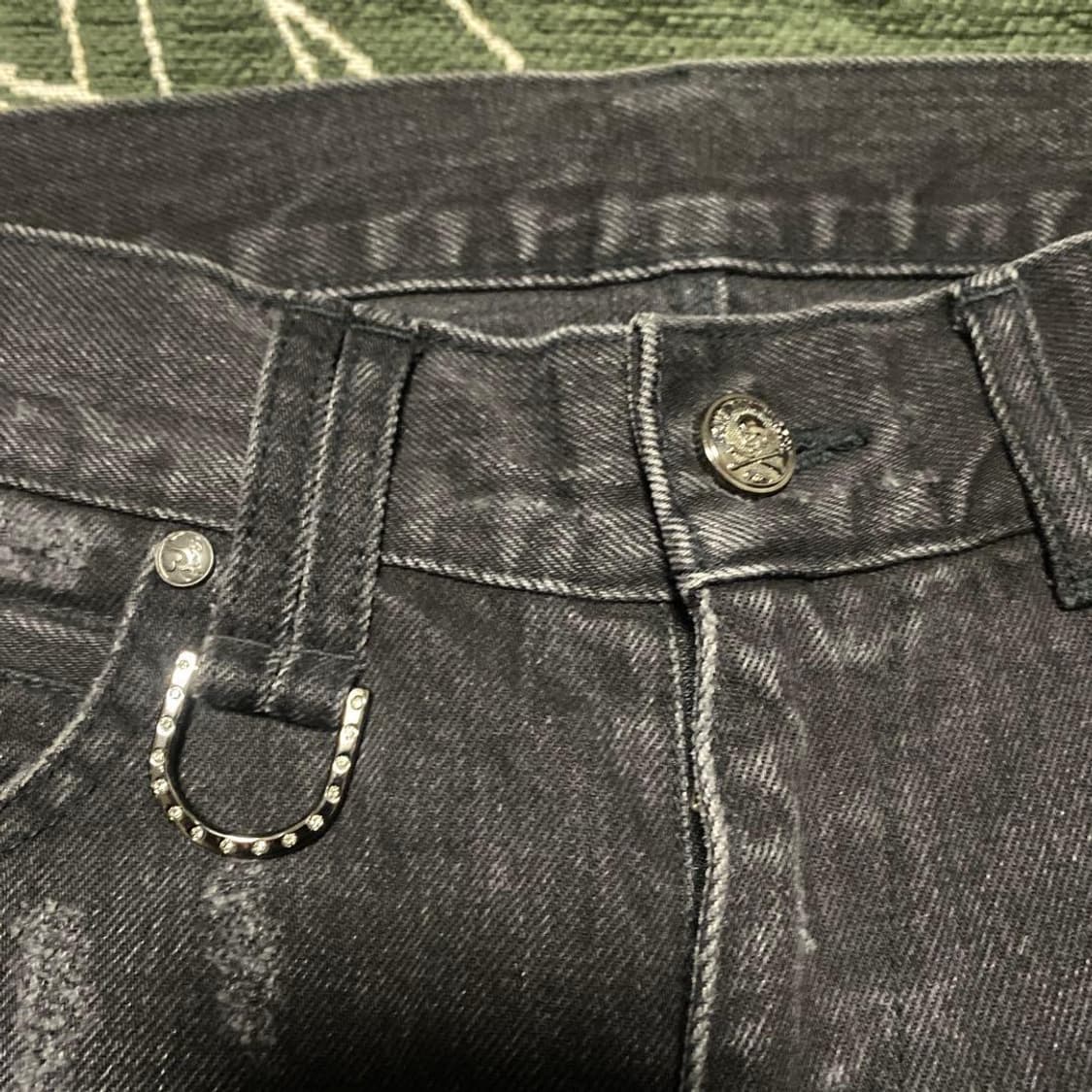 Roen skull crush black denim pants 상품이미지6