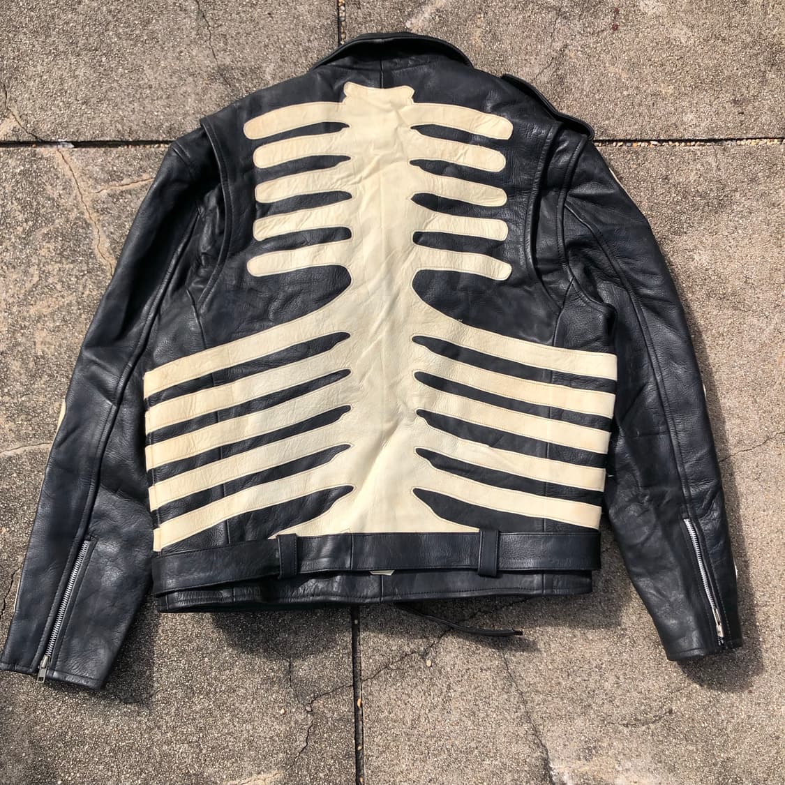 [XL] 빈티지 리얼 레더 뼈 디테일 라이더 가죽 자켓 상품이미지3