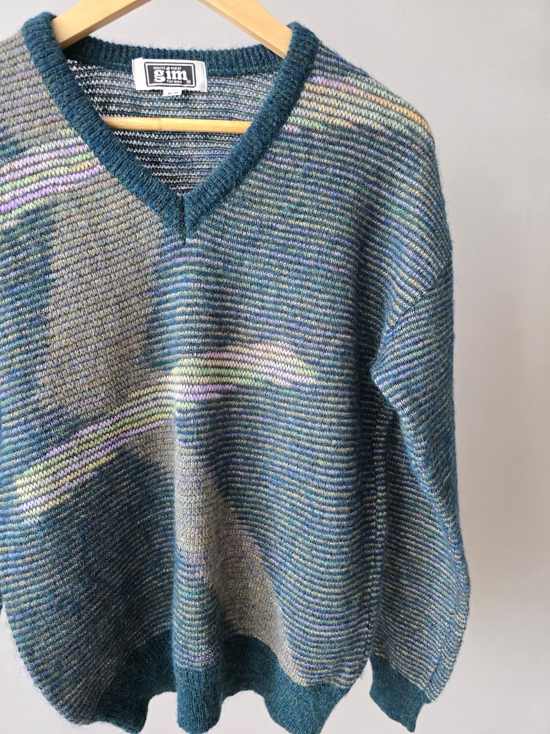 일본 GIM 빈티지 울혼방  V넥 스웨터 L  상품이미지3