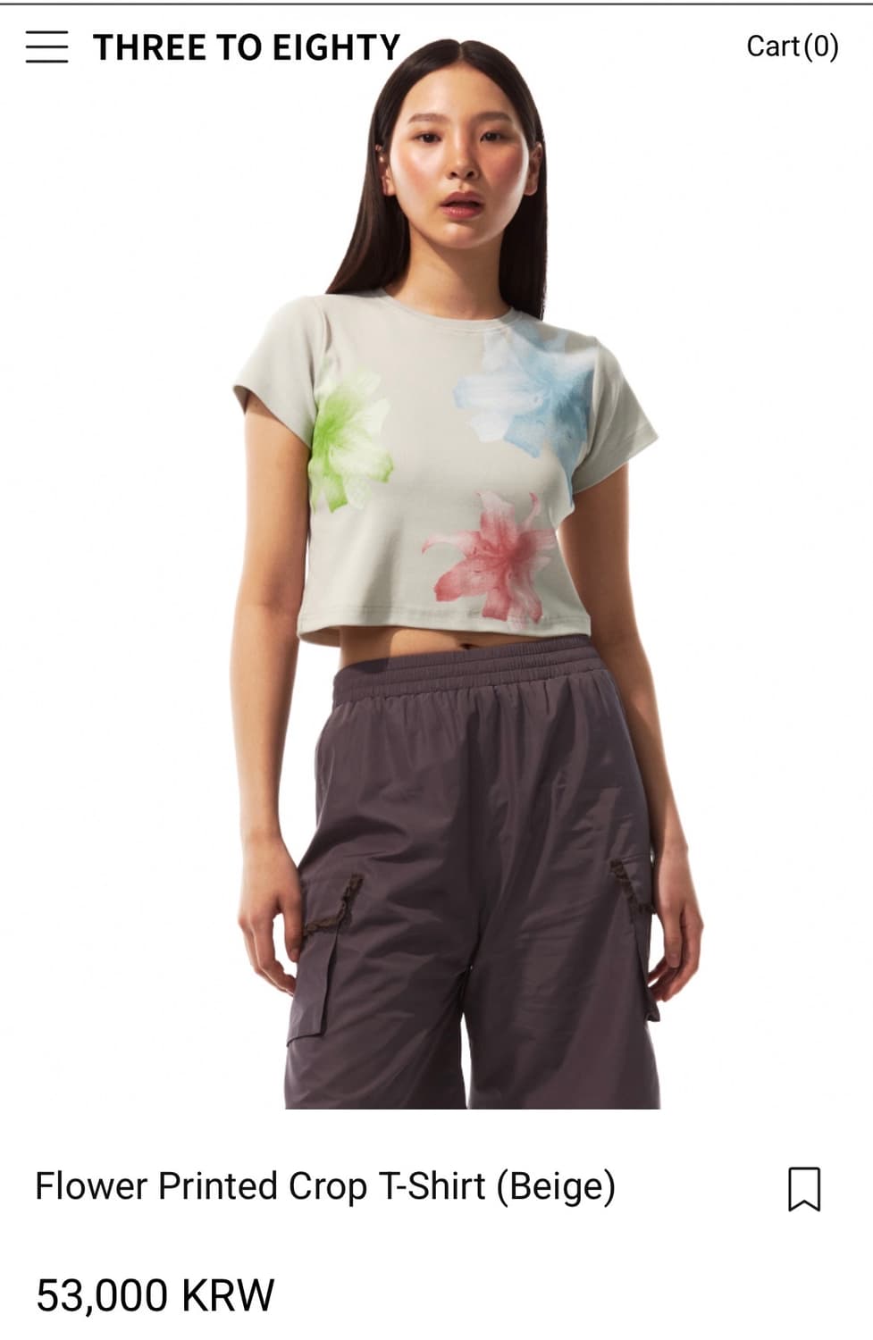 three to eighty Flower printed crop  상품이미지1