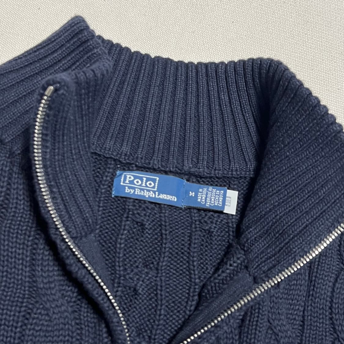 M 폴로랄프로렌 코튼 케이블 크롭 반집업 니트 상품이미지4