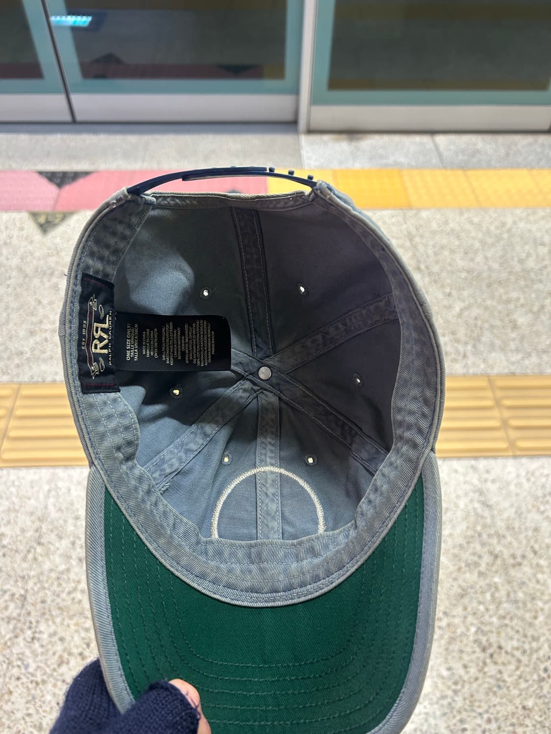 rrl 더블알엘 가먼트 다잉 트윌 블루 윙로고 볼캡 상품이미지3