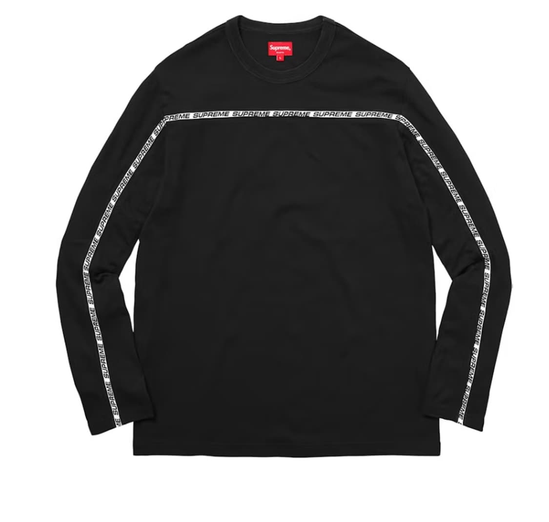 Supreme 17AW 테이프 스트라이프 롱슬리브 피케탑 블랙 L 상품이미지1