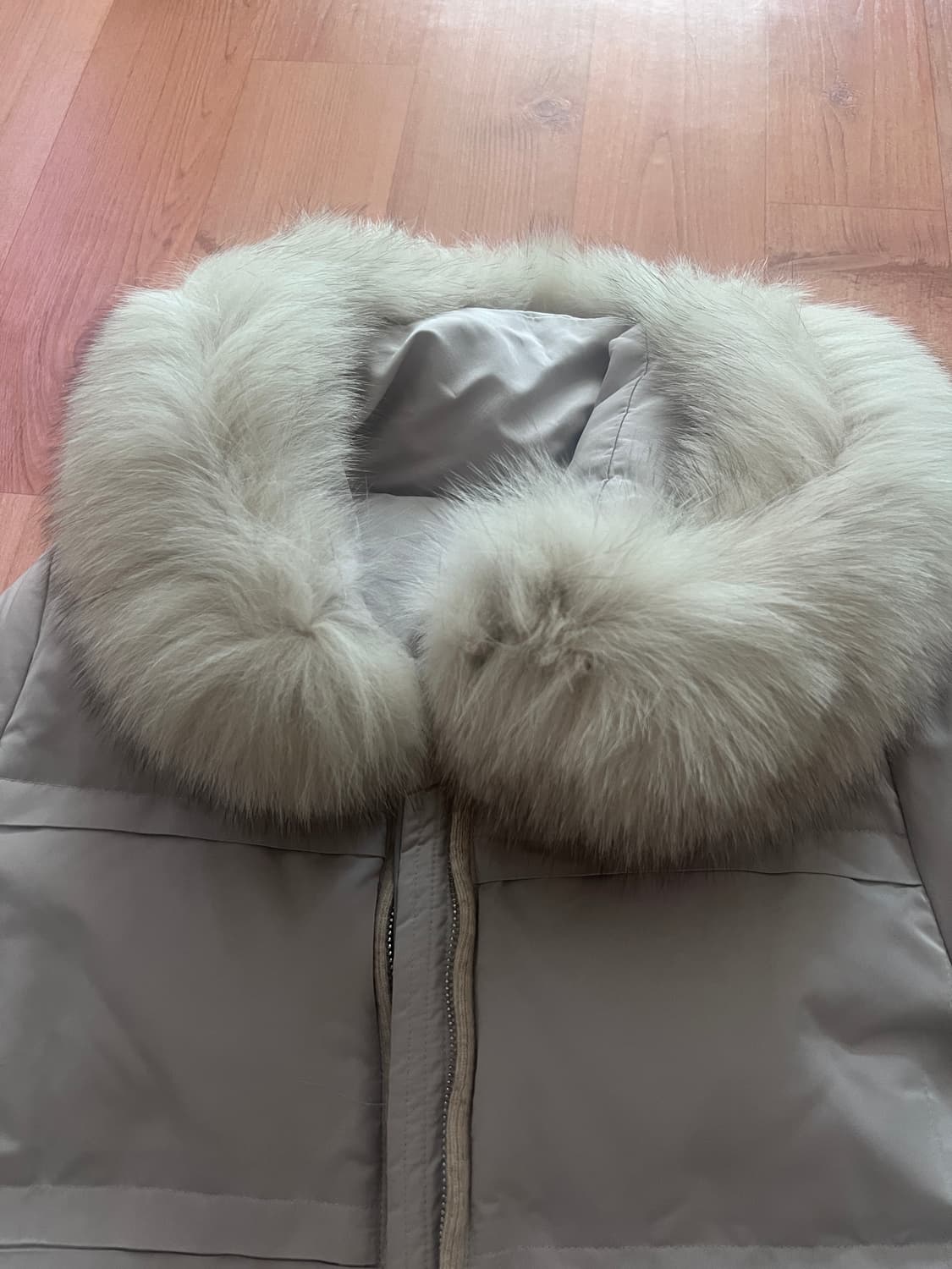 그레이 베이지 퍼 패딩 자켓 상품이미지4