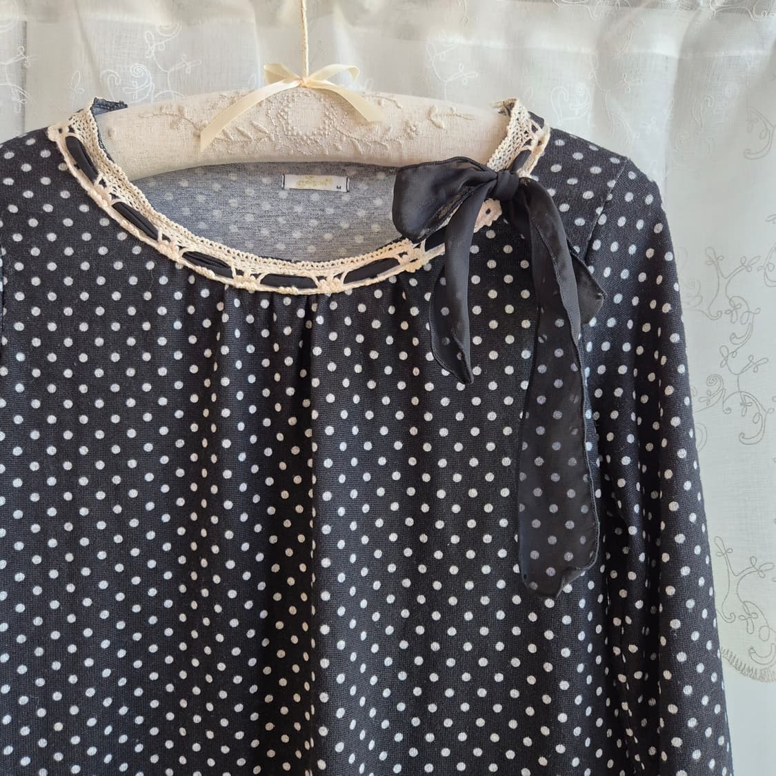 블랙 도트 니트 원피스 상품이미지2