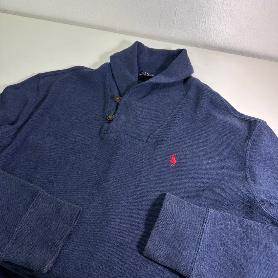 L-XL 폴로 네이비 하찌카라 반집업 니트 상품이미지2