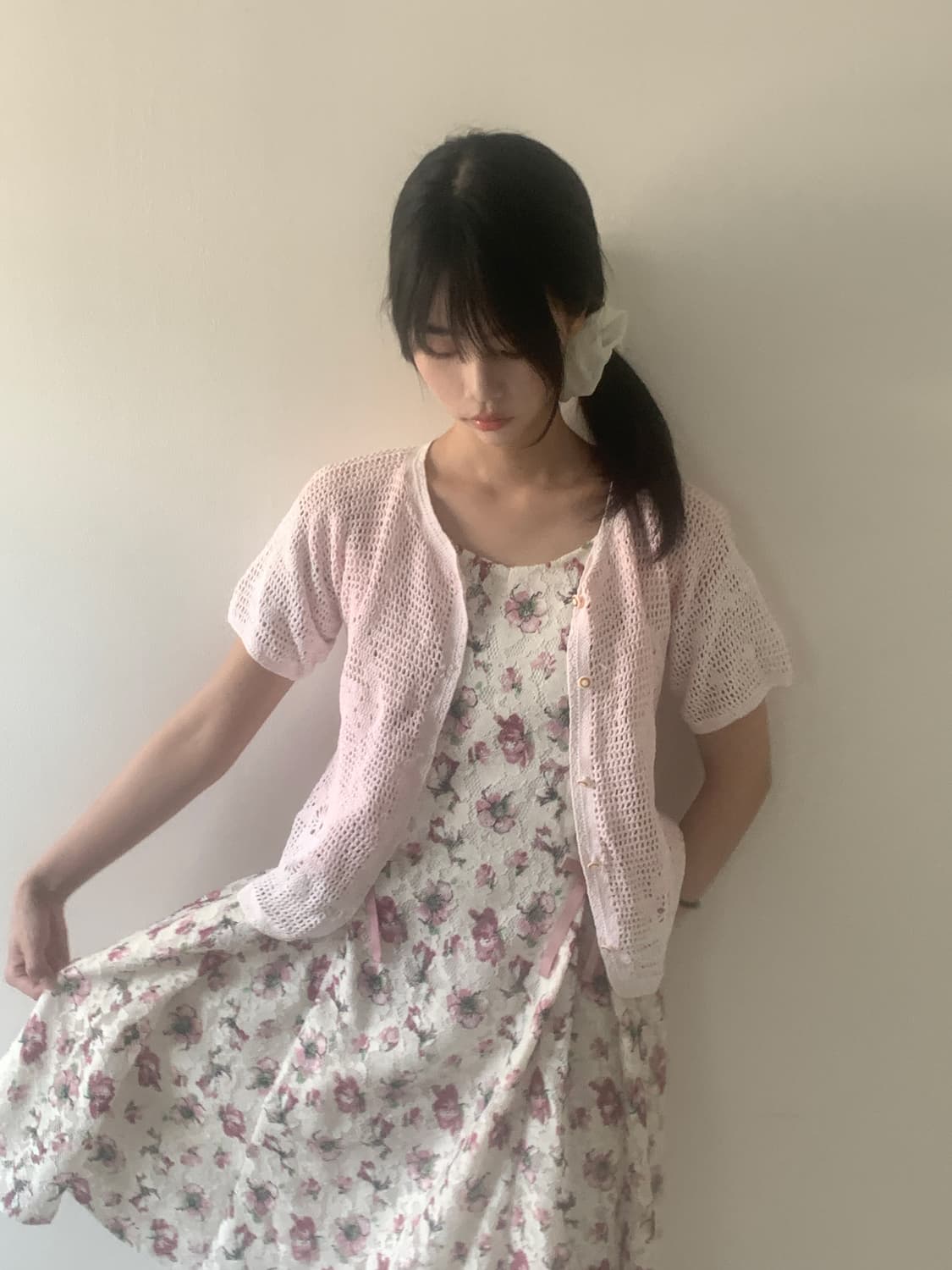 Punching button knit cardigan(pink) 상품이미지7