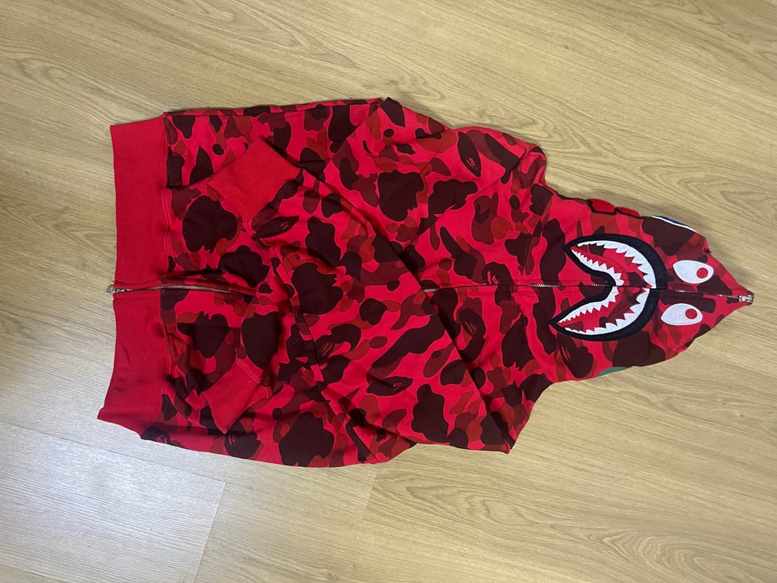 베이프 레드컬러 풀 후드집업 상품이미지3