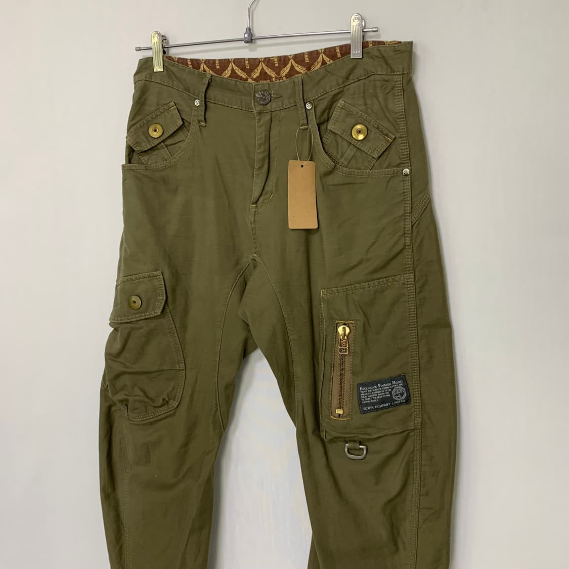 에드윈 백 벨트 포인트 지퍼 포켓 카고팬츠 31인치 00s 남녀공용 바지 상품이미지2