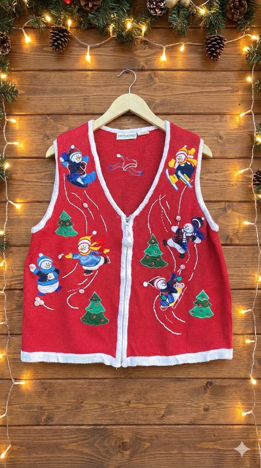 White Stag 크리스마스 눈사람 니트 베스트 상품이미지1