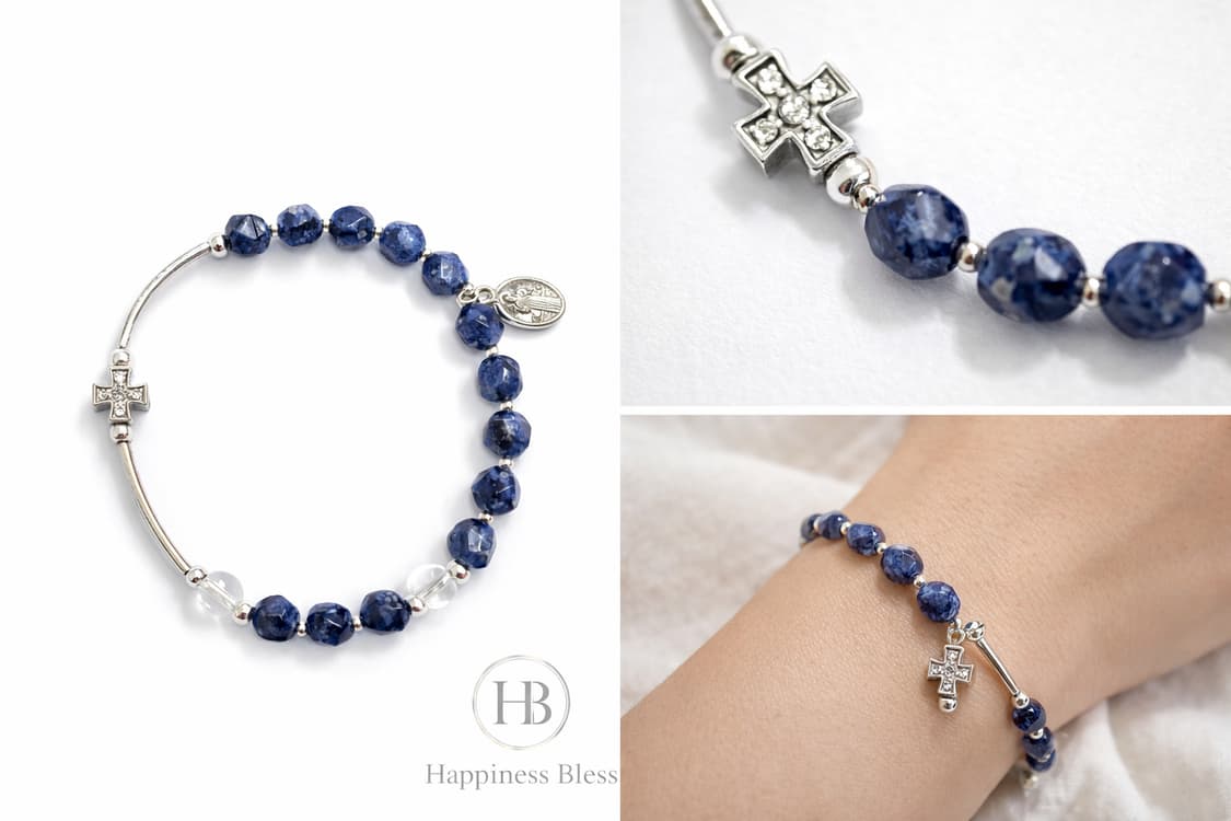 💙 반짝이는 컷팅 라피스라줄리 묵주팔찌 상품이미지2