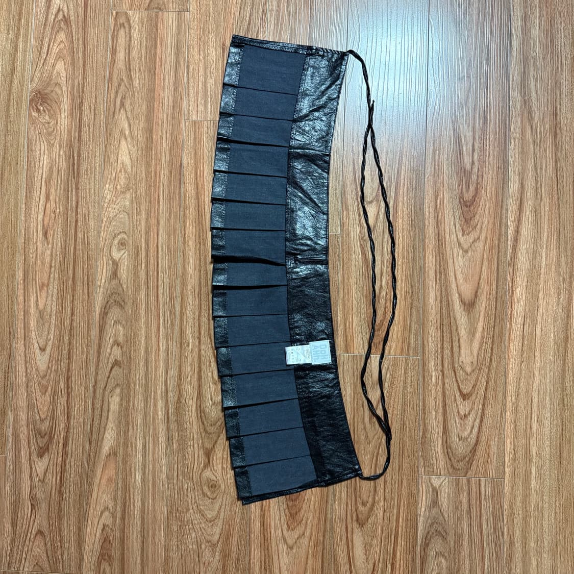 우아 레더 레이어드 스커트 블랙 상품이미지6