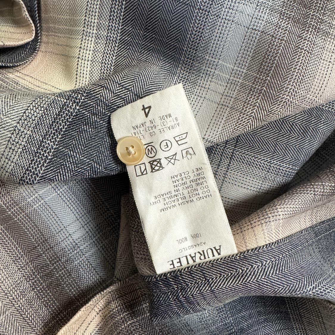 [4]24AW 오라리 슈퍼 라이트 울 체크 셔츠 베이지 블루 체크 상품이미지5