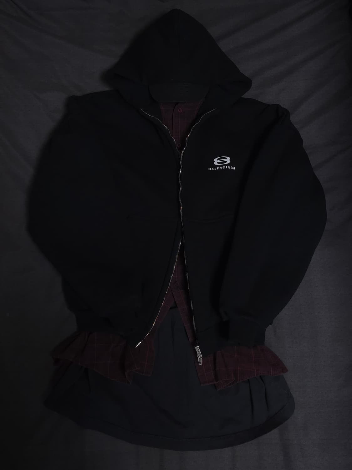 [1] 발렌시아가 유니티 레이어드 오버사이즈 후드집업 블랙 상품이미지2