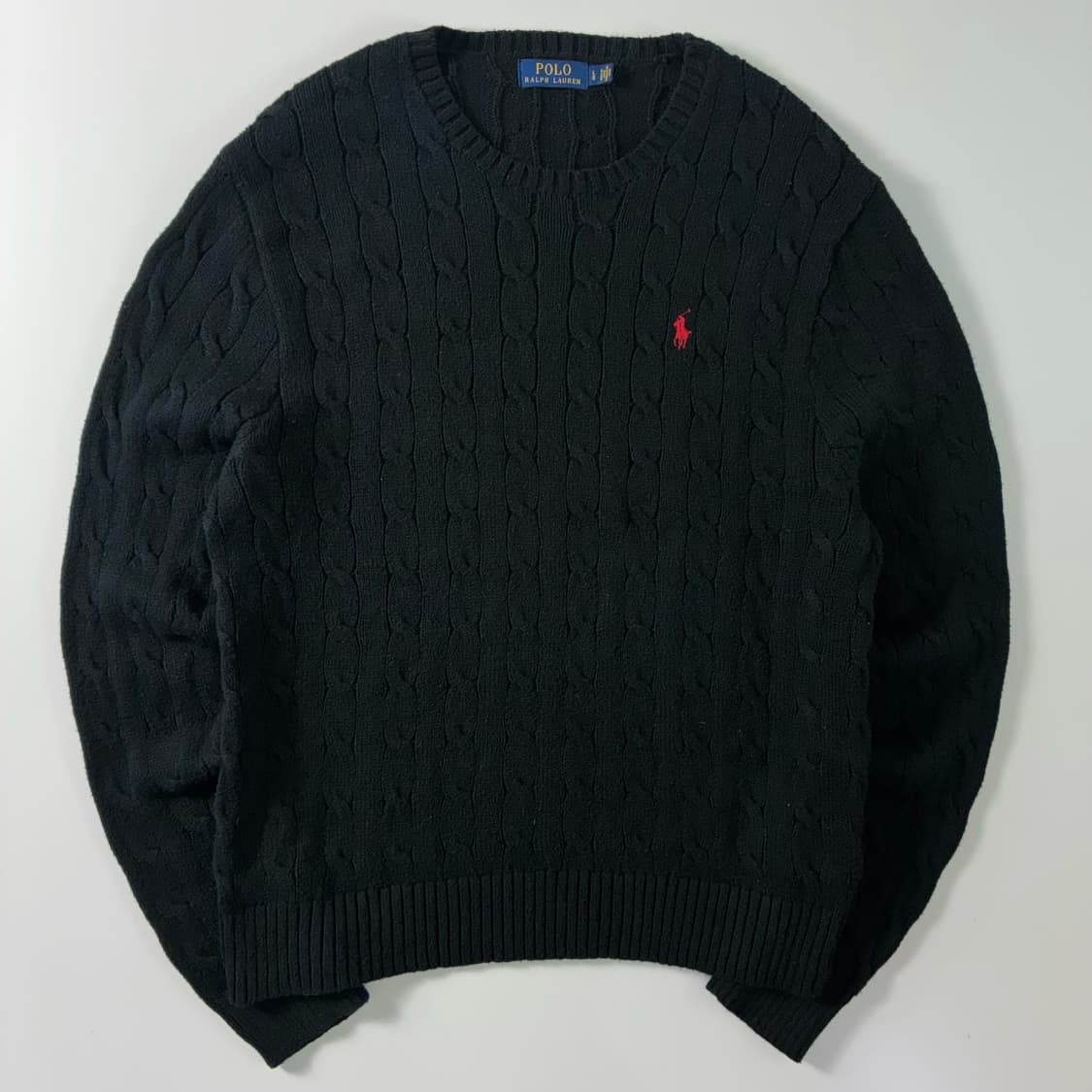 Polo  폴로 랄프로렌 자수 코튼 블랙 꽈배기 니트  상품이미지1