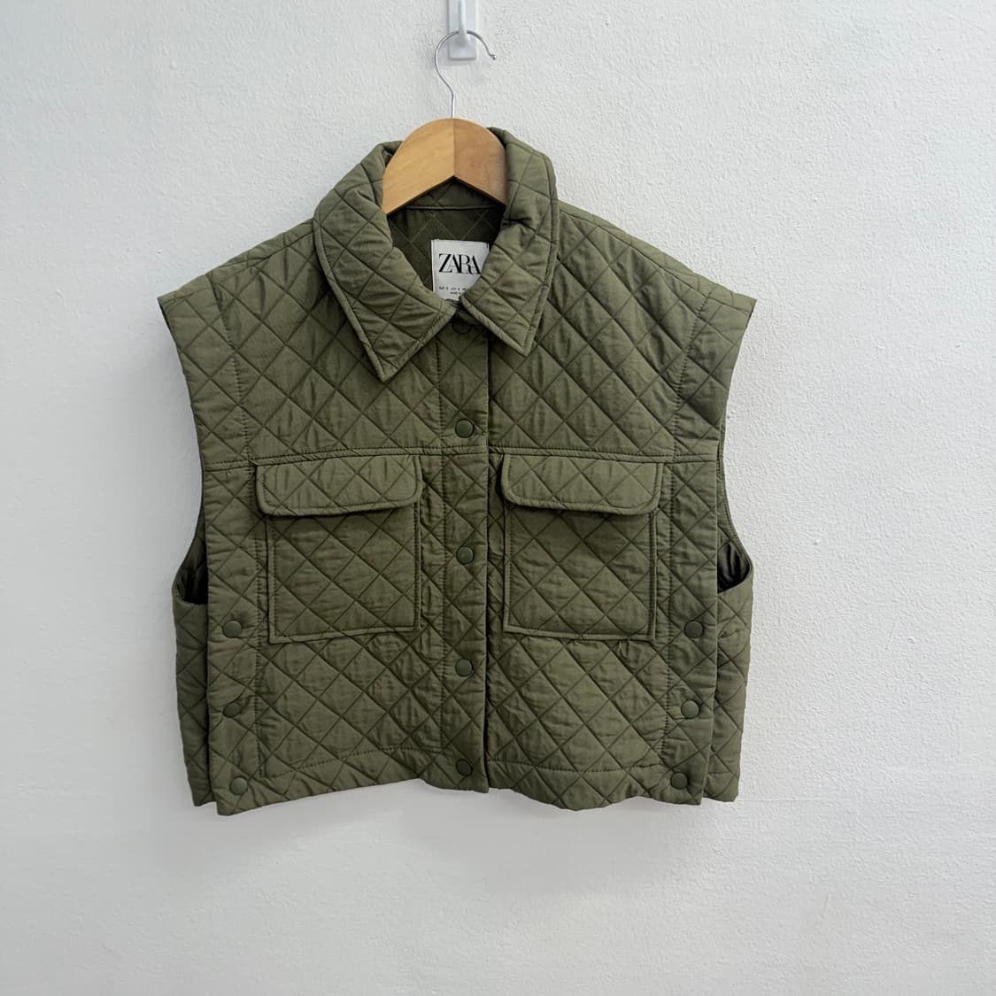 Zara 자라 누빔 조끼 올리브 퀄팅 조끼 S 상품이미지1