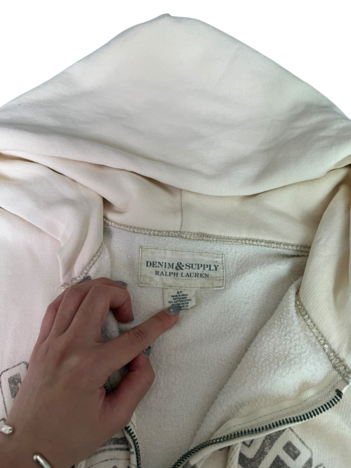 폴로 크림 아이보리 후드집업 상품이미지6