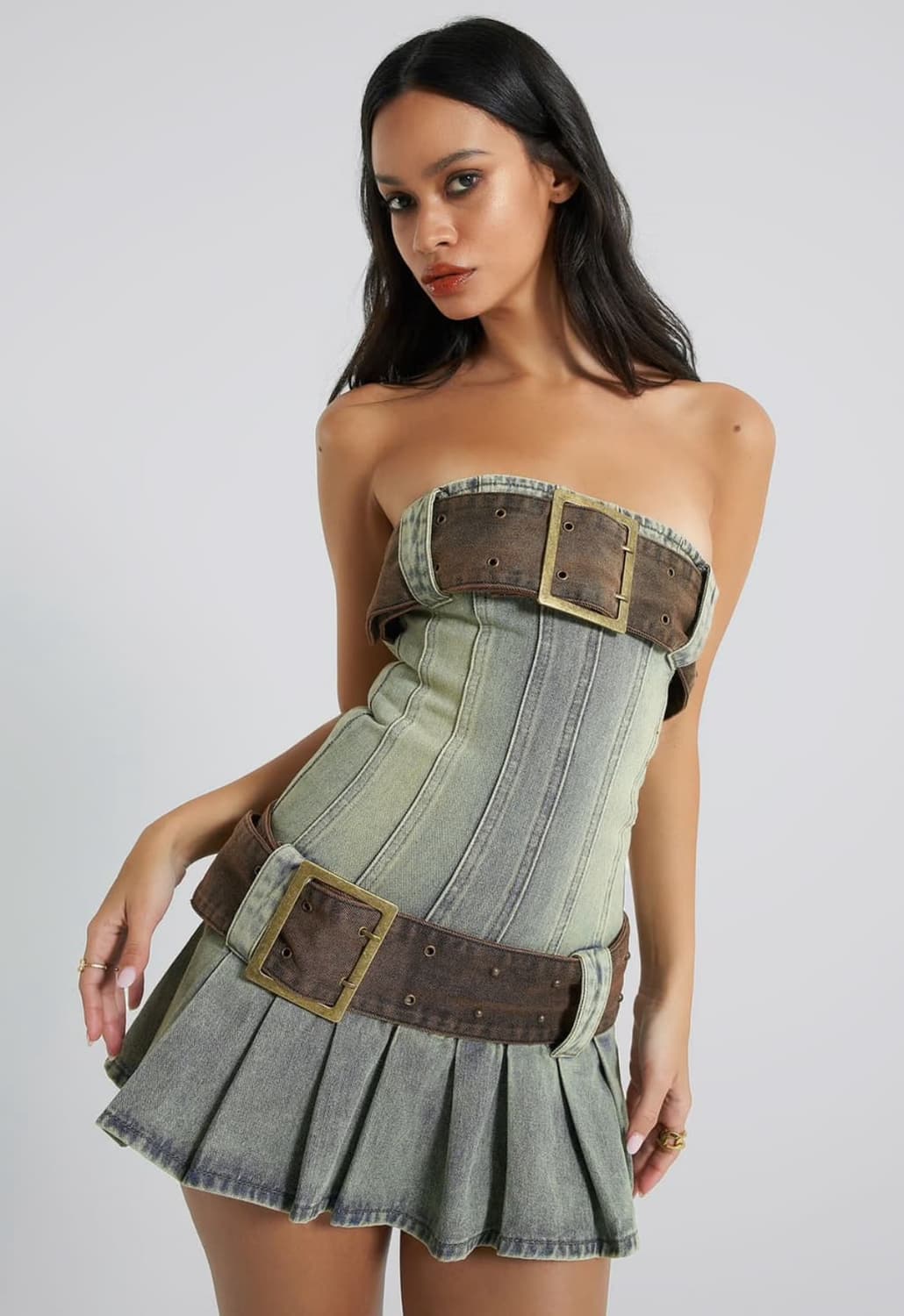 Jaded London 첼시 데님 킬트 미니드레스 상품이미지2