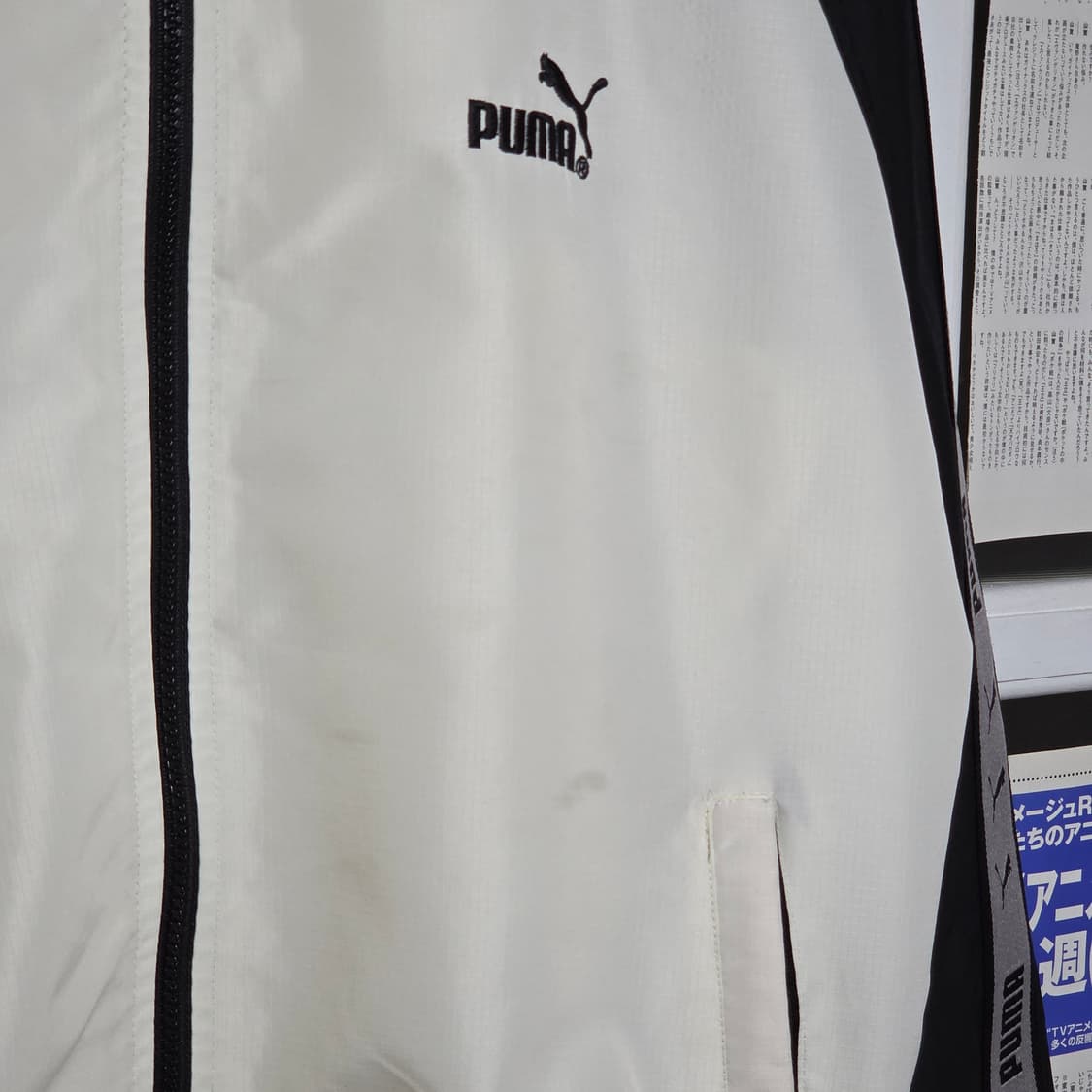 푸마 올드스쿨 블랙 화이트 배색 바람막이 자켓 상품이미지4