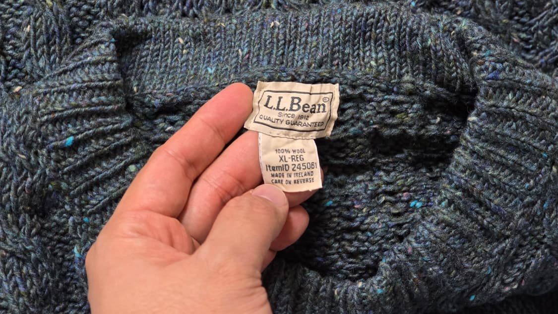 L.L.BEAN 아일랜드 울 니트 블루그린 L~XL  상품이미지4