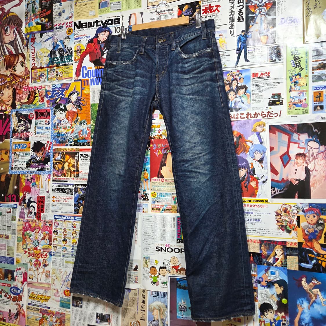 백포켓 자수 패치 버튼플라이 진청 워싱 데님 팬츠 상품이미지4