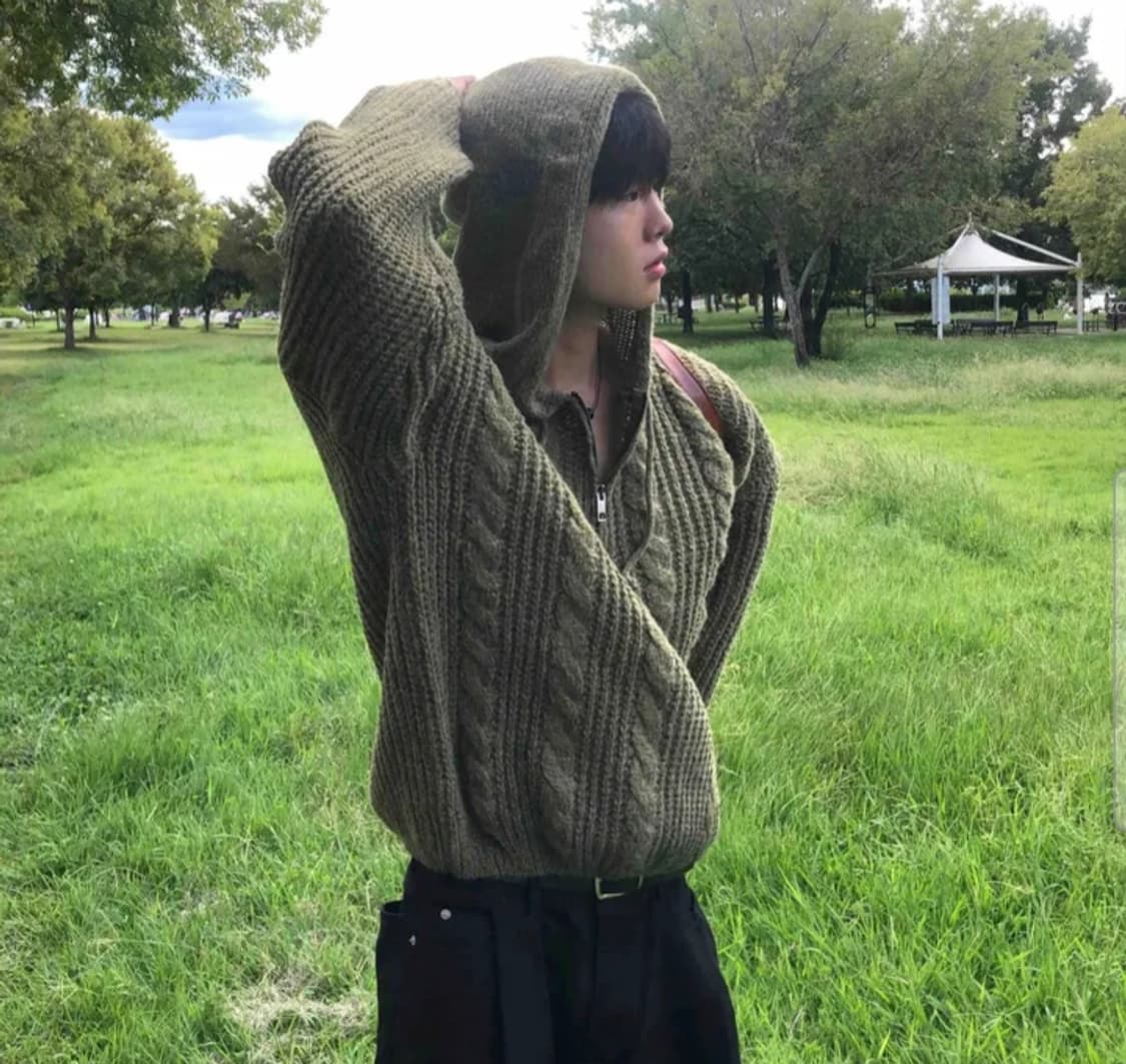 후드 반집업 니트 상품이미지1