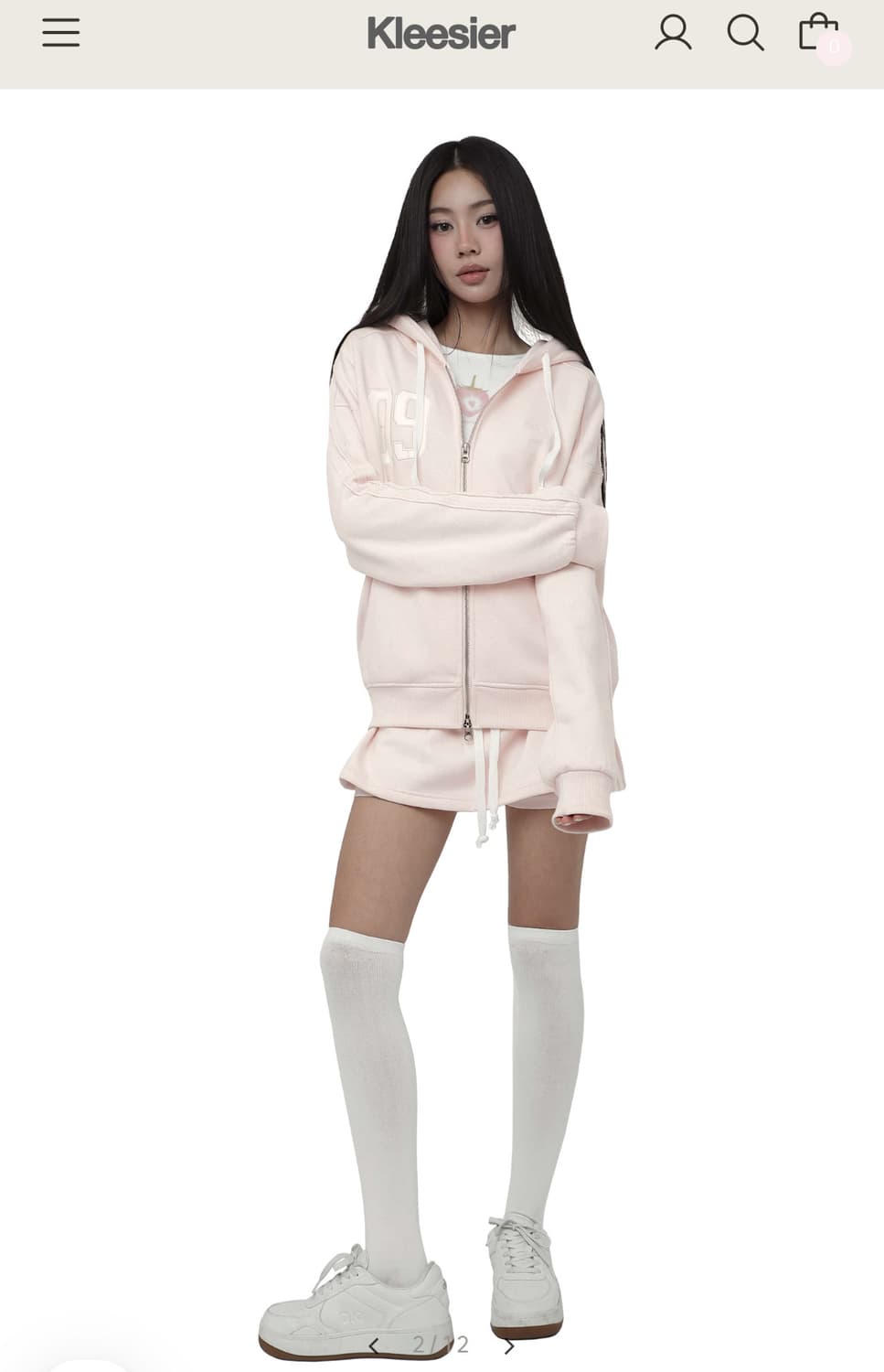 클리시어 09 넘버링 후드집업 핑크 상품이미지3