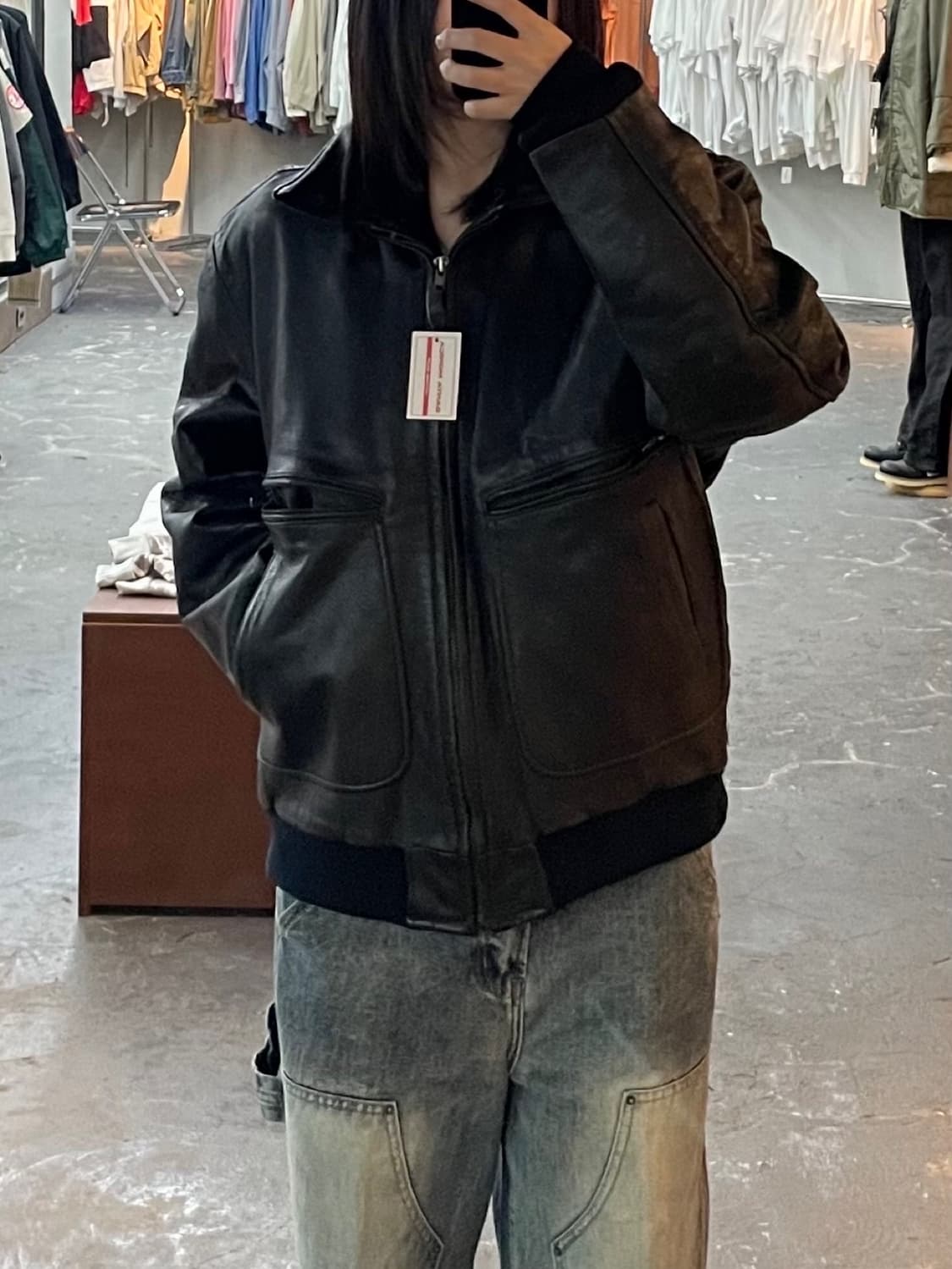 빈티지 블랙 가죽 자켓 H1522 상품이미지1