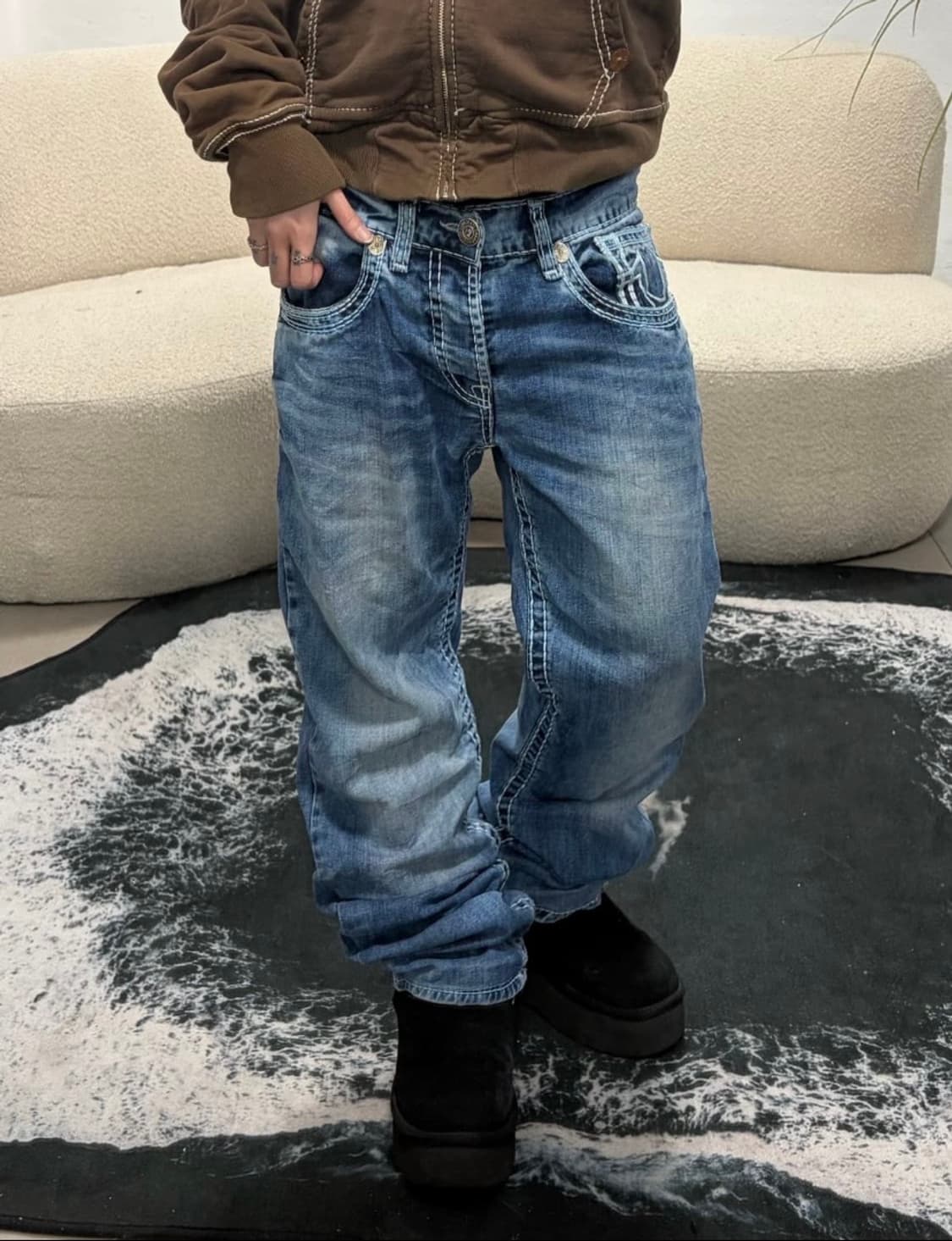 9Os TRUERELIGION ricky super T 스티치 데님팬츠 상품이미지2