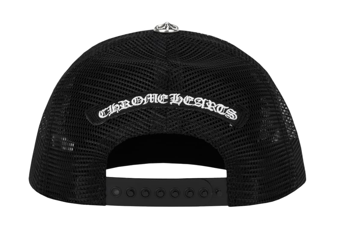 크롬하츠 화이트 트리플 크로스 가죽 패치 세메터리 트러커햇 블랙 상품이미지3