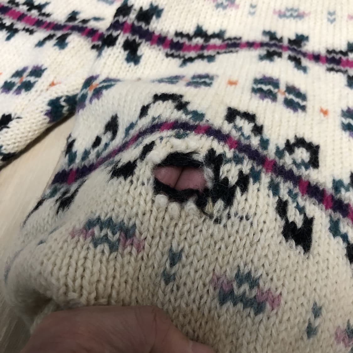 (M) 90's 엘엘빈 L.L BEAN 스코틀랜드 울 노르딕 카라 니트 상품이미지3