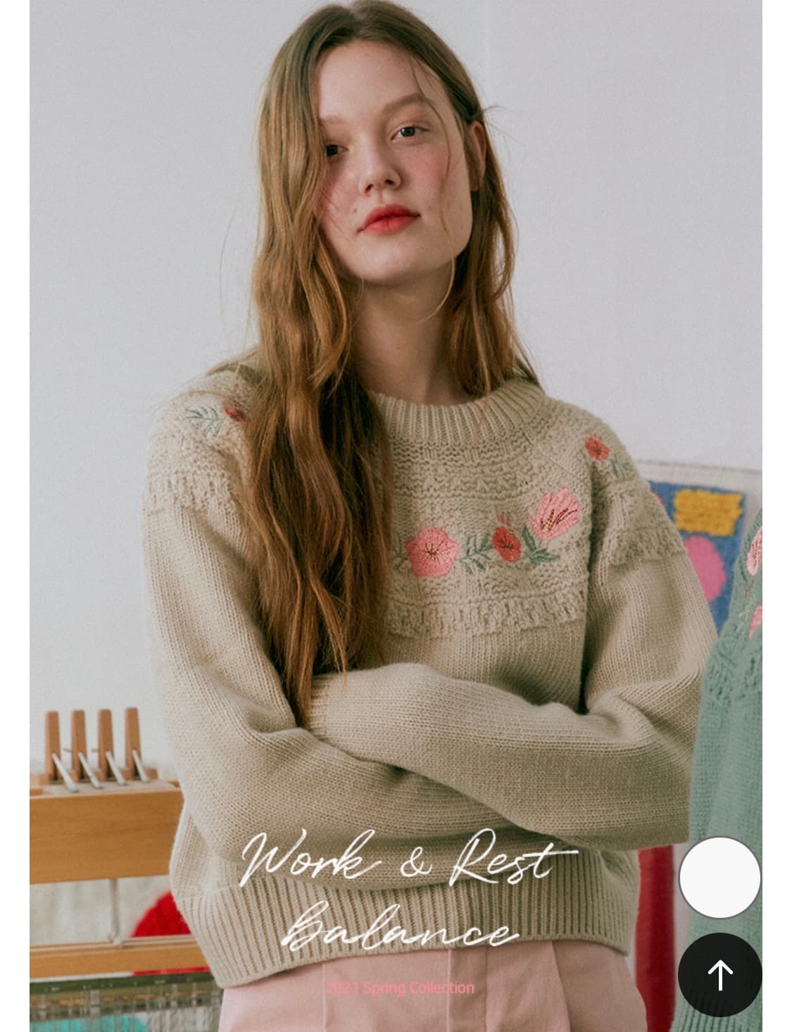 보카바카 플라워 자수 니트-베이지 상품이미지3